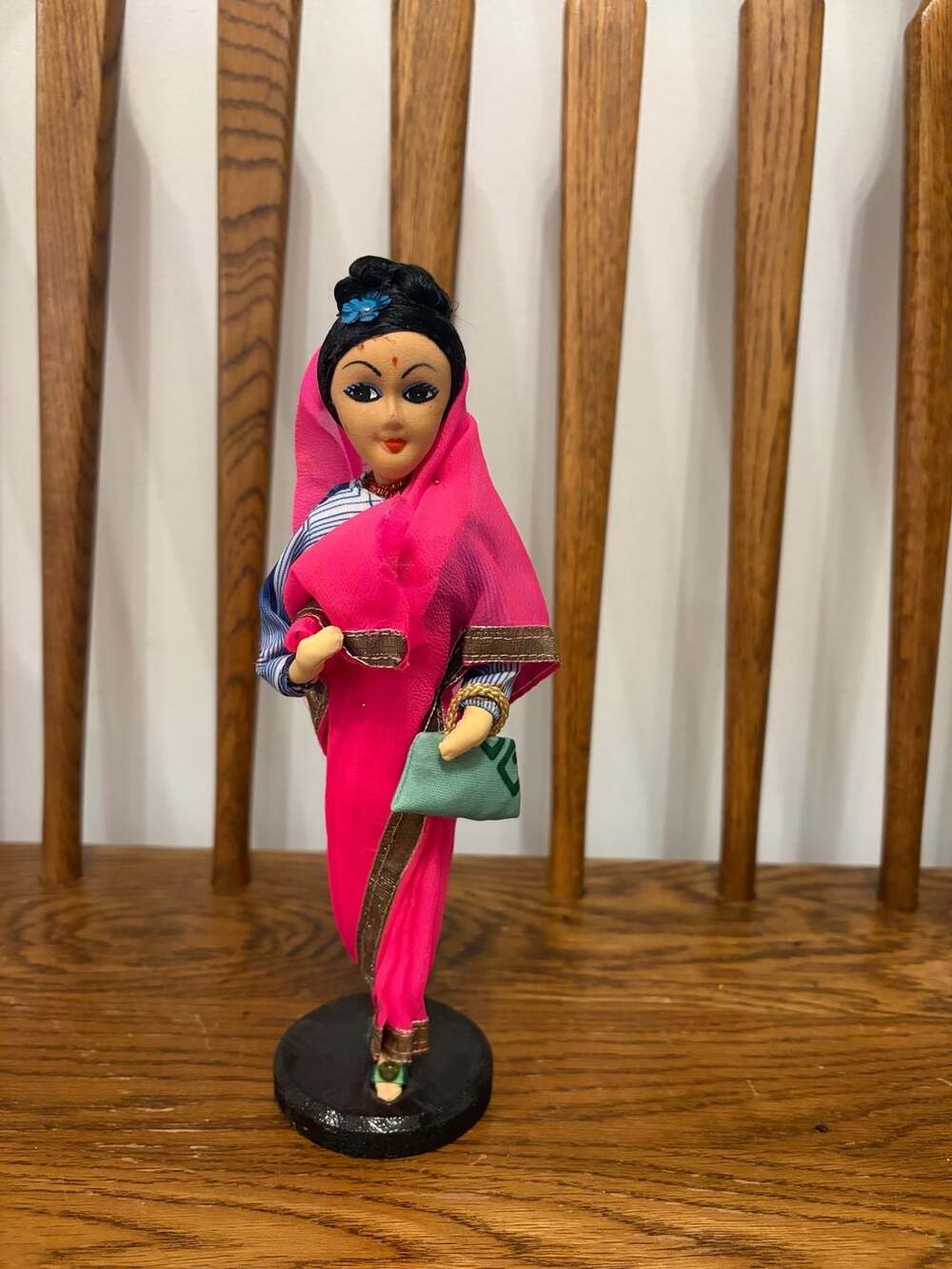 Vintage Hand-Painted Indian Saree Collectible Doll